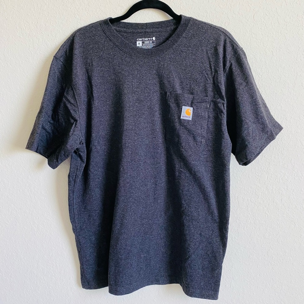 Men’s Carhartt Heavy Duty Pocket Tee Shirt in Charcoal Gray.  Size Medium.  EUC - Picture 2 of 14